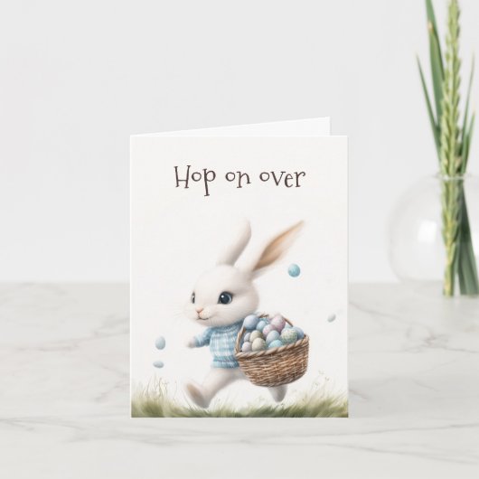 Spring op | Watercolor Pasen Konijn Kaart (Voorkant)