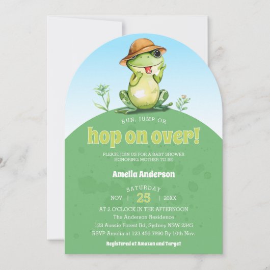 Spring op Waterverf Schattigee kikker Baby shower Kaart (Voorkant)