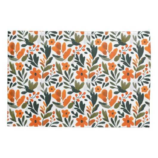 Spring Orange Flowers Chic Elegant Floral Pattern Kussensloop (Achterkant)