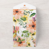 Spring Oranje Bloemen Scheur Uit All In One Uitnodiging (Buitenkant)