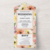 Spring Oranje Bloemen Scheur Uit All In One Uitnodiging (Binnen)