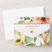 Spring Oranje Bloemen Scheur Uit All In One Uitnodiging (Achterkant)