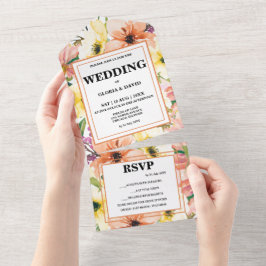 Spring Oranje Bloemen Scheur Uit All In One Uitnodiging