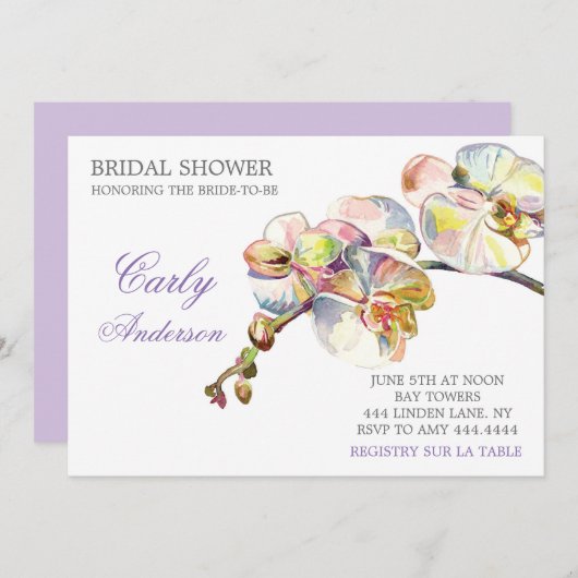 Spring Orchid Bloemen Bruids Douche Uitnodiging (Voorkant / Achterkant)