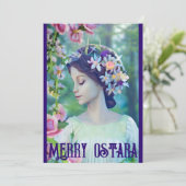 Spring Ostara Easter Equinox Pagan Forest Goddess Feestdagenkaart (Staand voorkant)