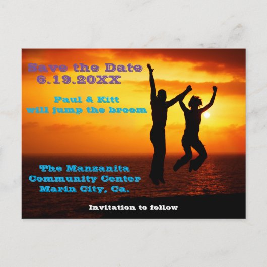 Spring over de bezem briefkaart (Voorkant)