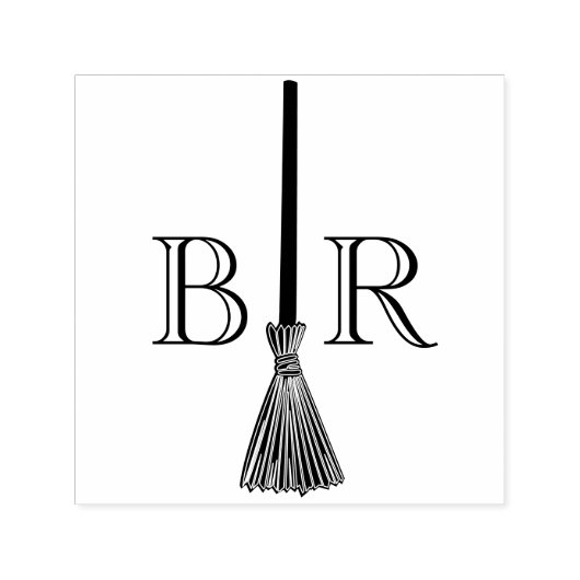 Spring over de bezem C koppel trouwfeest 2 initiaa Zelfinktende Stempel (Design)