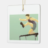 Spring over Hurdle Art Keramisch Ornament (Links)