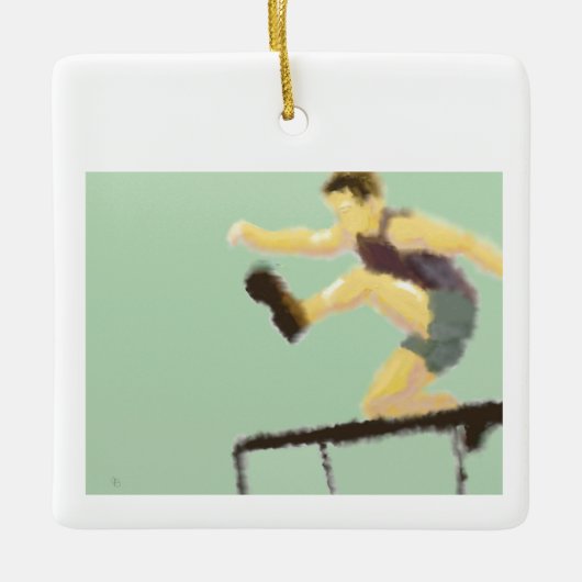 Spring over Hurdle Art Keramisch Ornament (Voorkant)