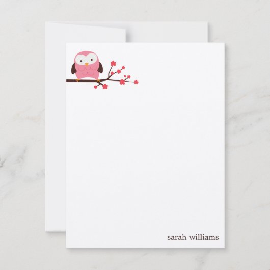Spring Owl Custom Note Cards Kaart (Voorkant)