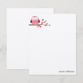 Spring Owl Custom Note Cards Kaart (Voorkant / Achterkant)