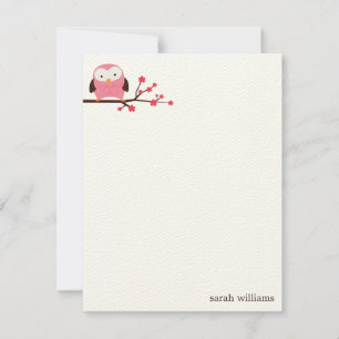 Spring Owl Custom Note Cards Kaart