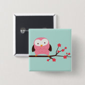 Spring Owl Vierkante Button 5,1 Cm (Voorkant /achterkant)