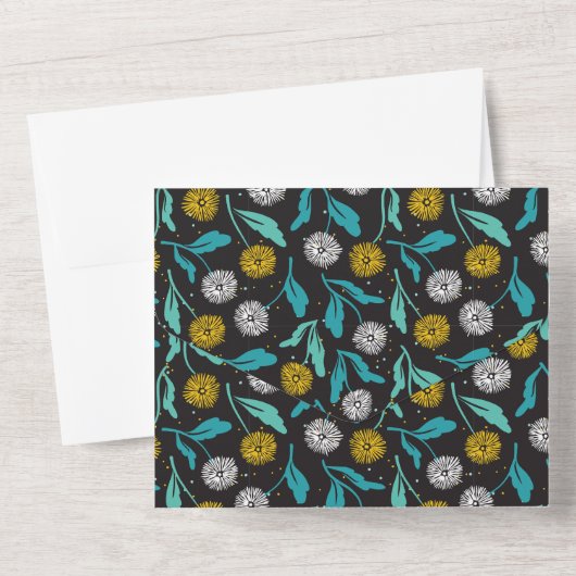 Spring Paardebloem Bloemen en Bladeren Design All In One Uitnodiging (Achterkant)