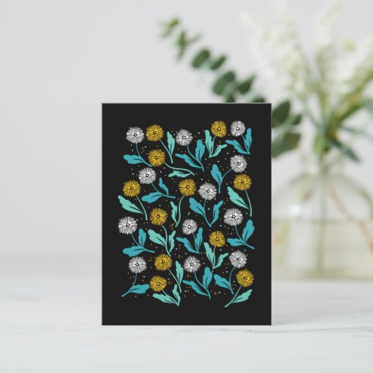 Spring Paardebloem Bloemen en Bladeren Design Briefkaart (Staand voorkant)