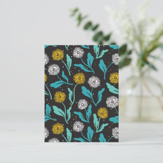 Spring Paardebloem Bloemen en Bladeren Design Briefkaart (Staand voorkant)