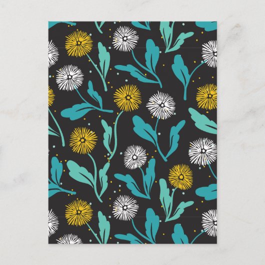 Spring Paardebloem Bloemen en Bladeren Design Briefkaart (Voorkant)