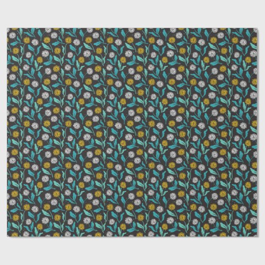 Spring Paardebloem Bloemen en Bladeren Design Cadeaupapier (Vlak)