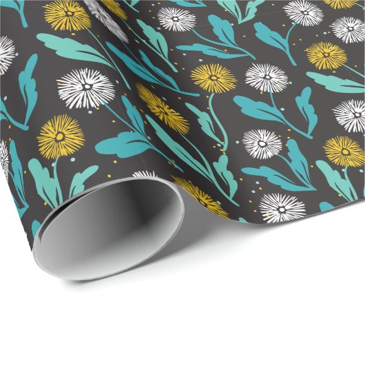 Spring Paardebloem Bloemen en Bladeren Design Cadeaupapier (Rol Hoek)