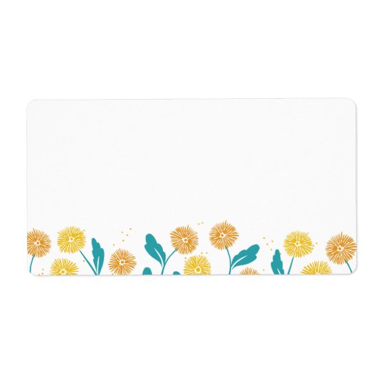 Spring Paardebloem Bloemen en Bladeren Design Etiket (Voorkant)