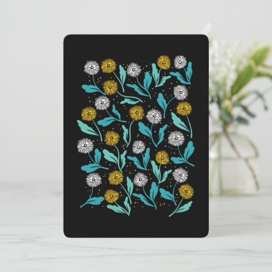 Spring Paardebloem Bloemen en Bladeren Design Feestdagenkaart (Staand voorkant)