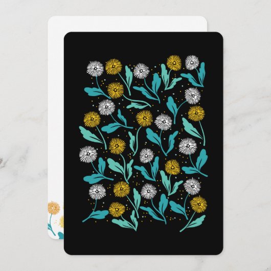 Spring Paardebloem Bloemen en Bladeren Design Feestdagenkaart (Voorkant / Achterkant)