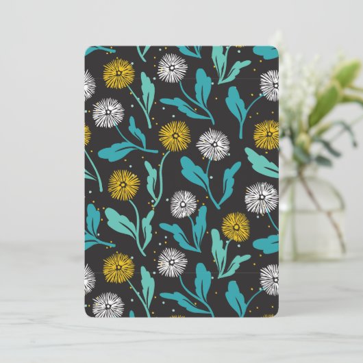 Spring Paardebloem Bloemen en Bladeren Design Feestdagenkaart (Staand voorkant)