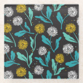 Spring Paardebloem Bloemen en Bladeren Design Glazen Onderzetter (Voorkant)