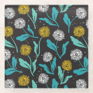 Spring Paardebloem Bloemen en Bladeren Design Glazen Onderzetter