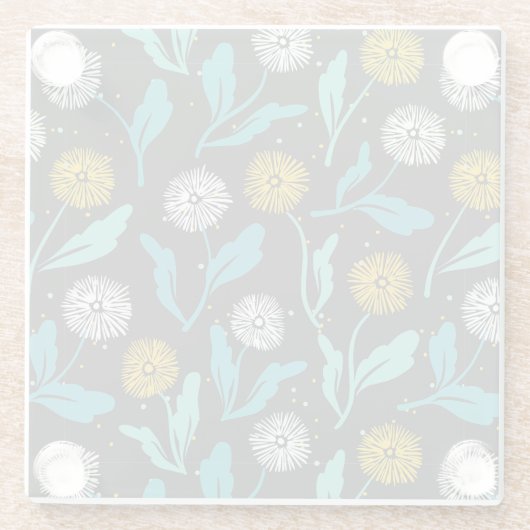 Spring Paardebloem Bloemen en Bladeren Design Glazen Onderzetter (Achterkant)