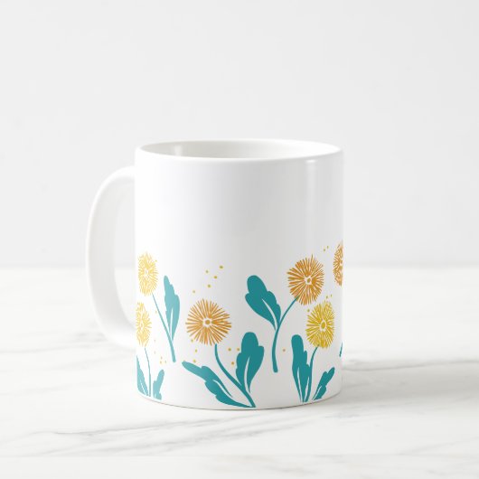 Spring Paardebloem Bloemen en Bladeren Design Koffiemok (Voorkant links)