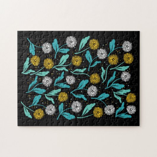 Spring Paardebloem Bloemen en Bladeren Design Legpuzzel (Horizontaal)