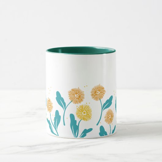Spring Paardebloem Bloemen en Bladeren Design Mok (Midden)