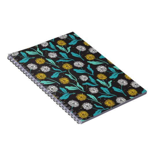 Spring Paardebloem Bloemen en Bladeren Design Notitieboek (Rechterzijde)