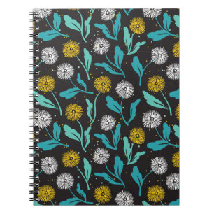 Spring Paardebloem Bloemen en Bladeren Design Notitieboek