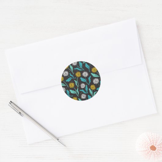 Spring Paardebloem Bloemen en Bladeren Design Ronde Sticker (Envelop)