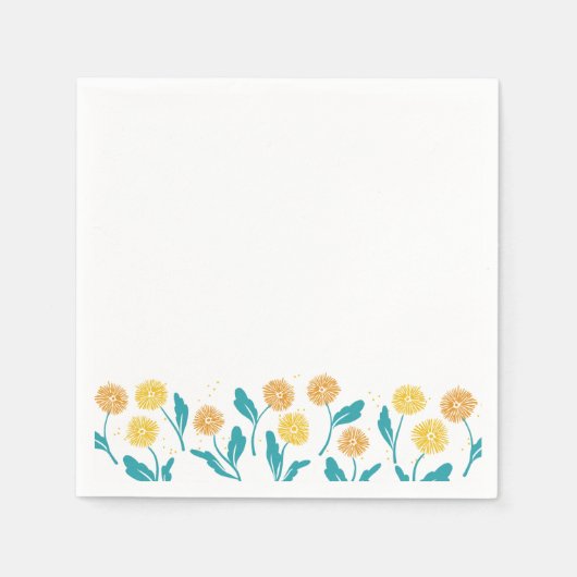 Spring Paardebloem Bloemen en Bladeren Design Servet (Voorkant)
