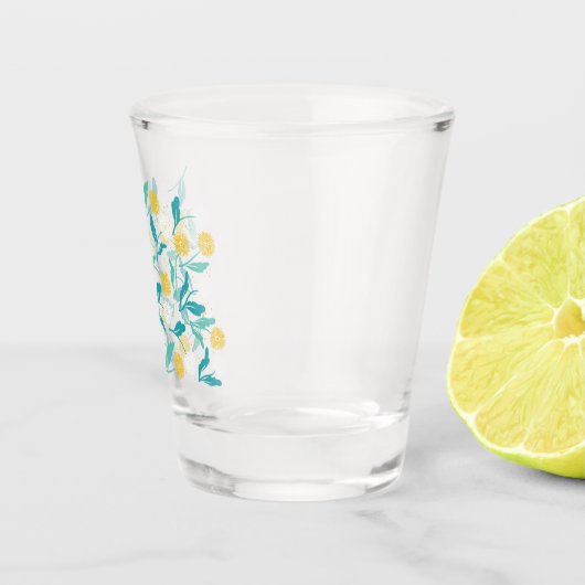 Spring Paardebloem Bloemen en Bladeren Design Shot Glas (Rechts)