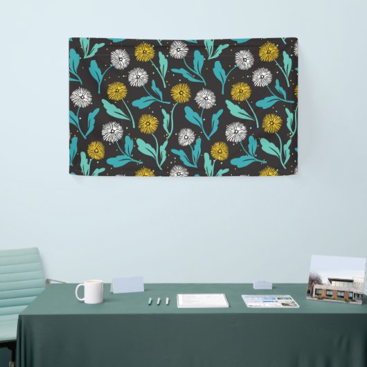 Spring Paardebloem Bloemen en Bladeren Design Spandoek (Beurs)
