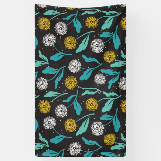 Spring Paardebloem Bloemen en Bladeren Design Spandoek (Verticaal)