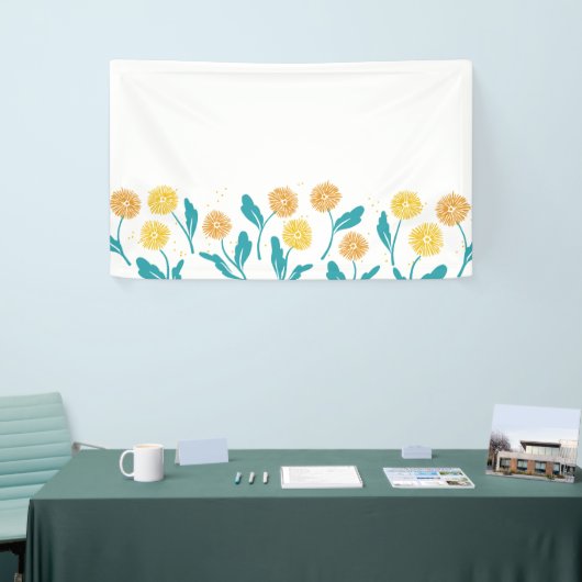 Spring Paardebloem Bloemen en Bladeren Design Spandoek (Beurs)