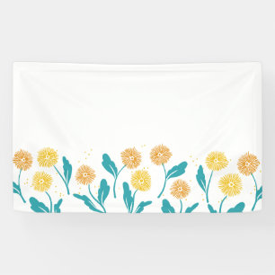 Spring Paardebloem Bloemen en Bladeren Design Spandoek