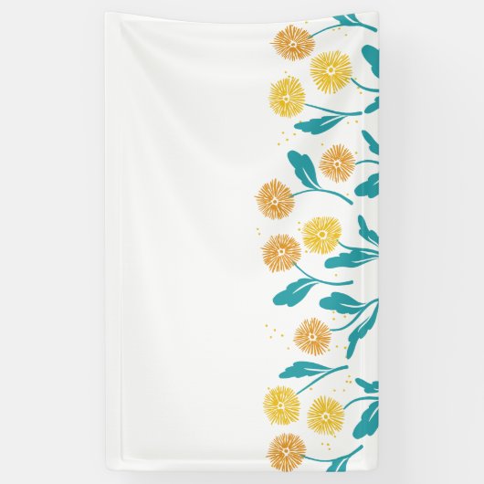 Spring Paardebloem Bloemen en Bladeren Design Spandoek (Verticaal)