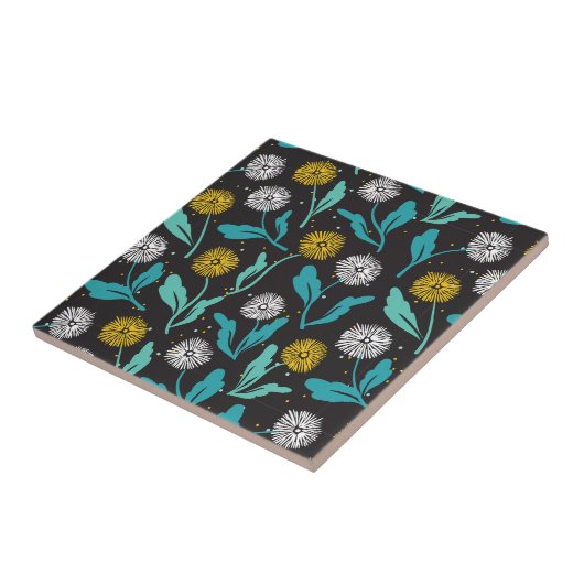 Spring Paardebloem Bloemen en Bladeren Design Tegeltje (Zijkant)