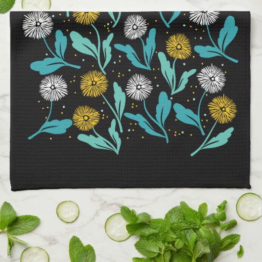 Spring Paardebloem Bloemen en Bladeren Design Theedoek (Gevouwen)