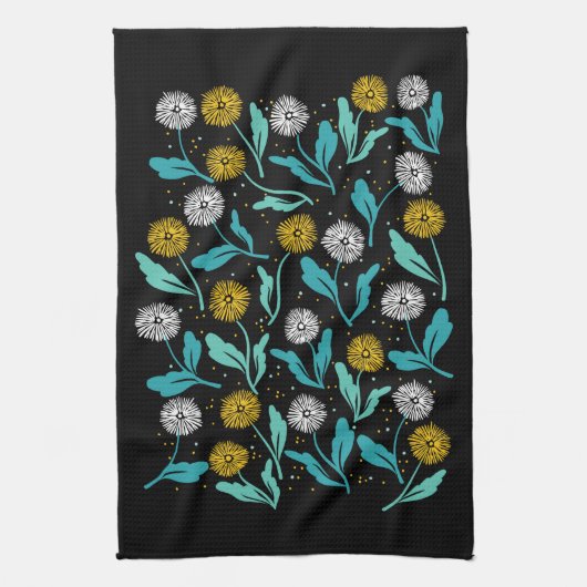 Spring Paardebloem Bloemen en Bladeren Design Theedoek (Verticaal)