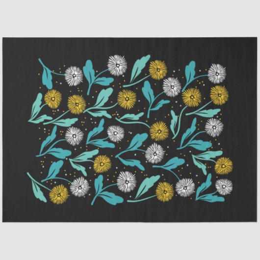 Spring Paardebloem Bloemen en Bladeren Design Tissuepapier (Voorkant)