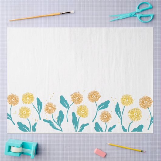 Spring Paardebloem Bloemen en Bladeren Design Tissuepapier (Craft)