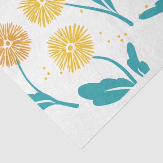 Spring Paardebloem Bloemen en Bladeren Design Tissuepapier (Detail)