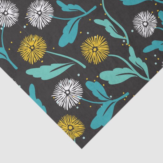 Spring Paardebloem Bloemen en Bladeren Design Tissuepapier (Detail)